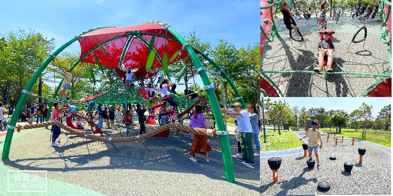 【台中親子特色公園》台中黎新公園，大西瓜攀爬遊具、互動競技區、沙坑兒童遊戲區