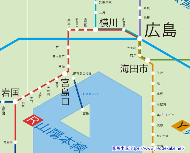 宮島JR路線.jpg - 廣島前往宮島交通